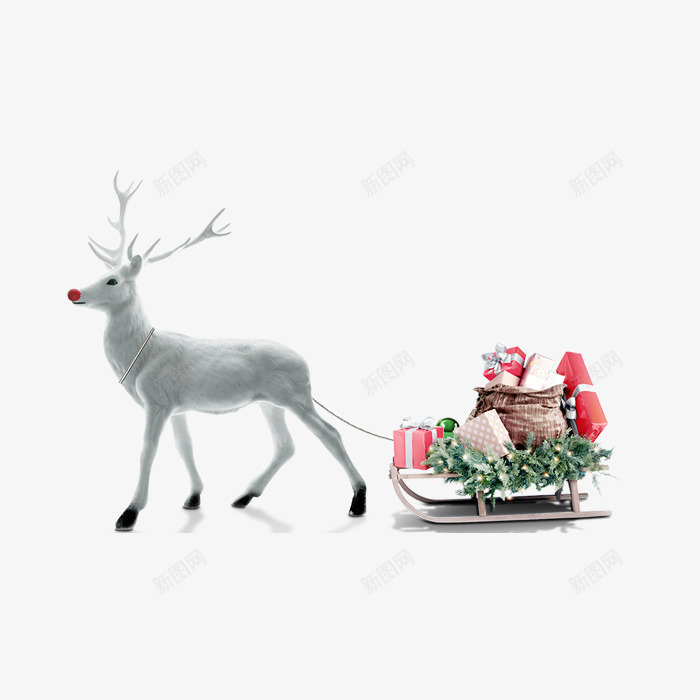 拉着礼物的白色驯鹿png免抠素材_88icon https://88icon.com 圣诞树 圣诞老人 圣诞节 座椅 礼物 节日 装饰 驯鹿 麋鹿