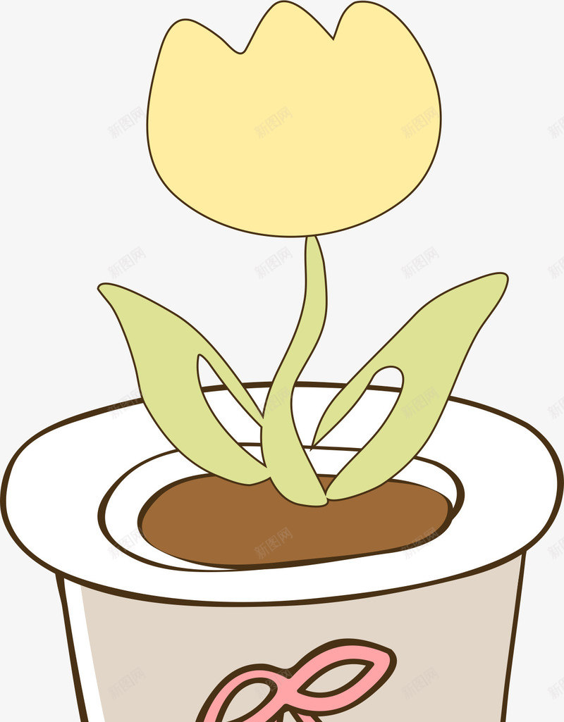 手绘花朵盆栽png免抠素材_88icon https://88icon.com AI 卡通 幼苗 手绘 盆栽 花朵 花盆