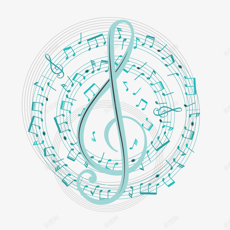 蓝色乐章矢量图ai免抠素材_88icon https://88icon.com 五线谱 符号 装饰 音符 矢量图
