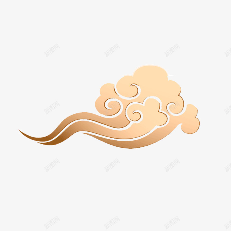 金渐变色的祥云png免抠素材_88icon https://88icon.com 一朵祥云 云 祥云 金属 金色