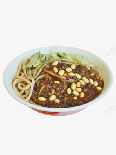 老北京炸酱面png免抠素材_88icon https://88icon.com 主食 小吃 美食 肉酱 面条 食物 黄瓜 黄豆