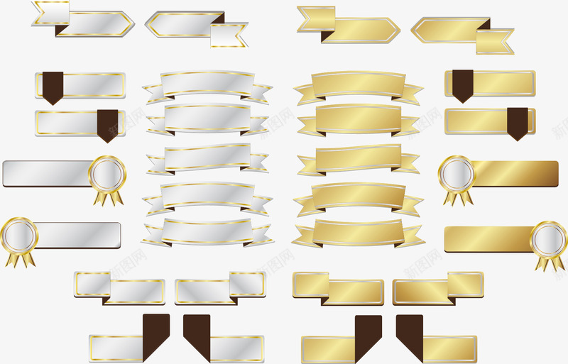 金银色丝带png免抠素材_88icon https://88icon.com 丝带 复古