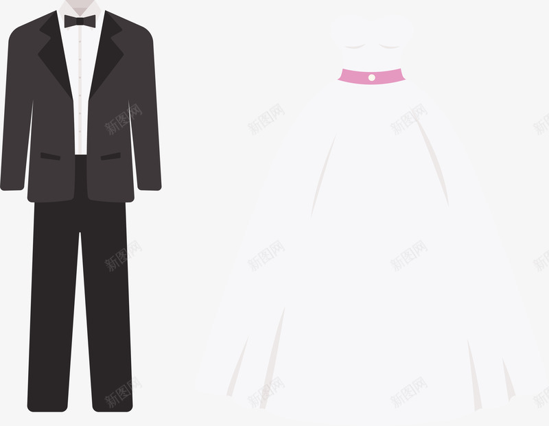 结婚礼服png免抠素材_88icon https://88icon.com 新婚快乐 白色婚纱 矢量png 礼服 结婚礼服 黑色西装