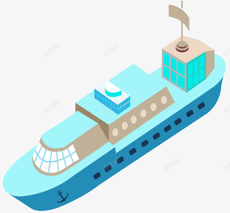 蓝色船只图png免抠素材_88icon https://88icon.com 交通工具 卡通船 帆船 矢量船只 船 船俯视 船只 蓝色 货船 轮船