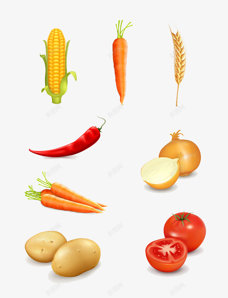 蔬菜矢量图eps免抠素材_88icon https://88icon.com 土豆 洋葱 玉米 番茄 矢量蔬菜 胡萝卜 辣椒 矢量图