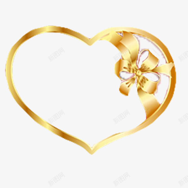 金色爱心png免抠素材_88icon https://88icon.com 彩带 桃心 爱心 爱心图形 蝴蝶结 金色