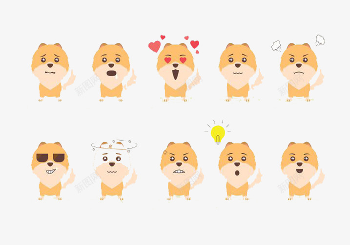 小狗表情墨镜系列psd免抠素材_88icon https://88icon.com 动作 小狗 系列 组合