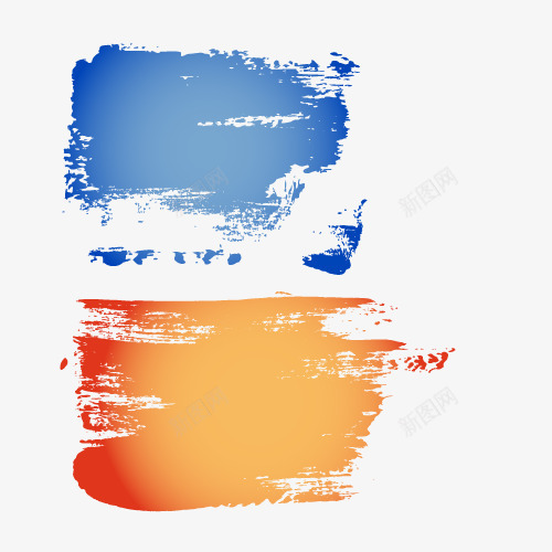毛笔笔刷矢量图ai免抠素材_88icon https://88icon.com 橙色 毛笔 笔刷 蓝色 矢量图