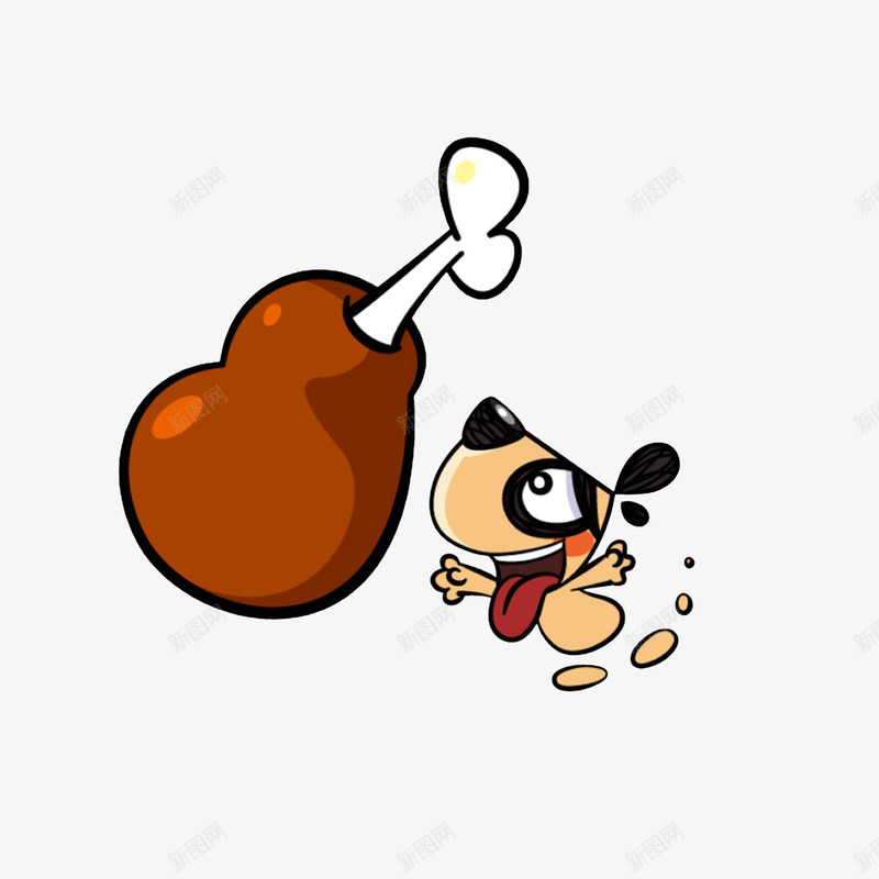卡通看见大鸡腿开心的小狗psd免抠素材_88icon https://88icon.com 兴奋表情 大鸡腿 狗吃东西 高兴的小狗