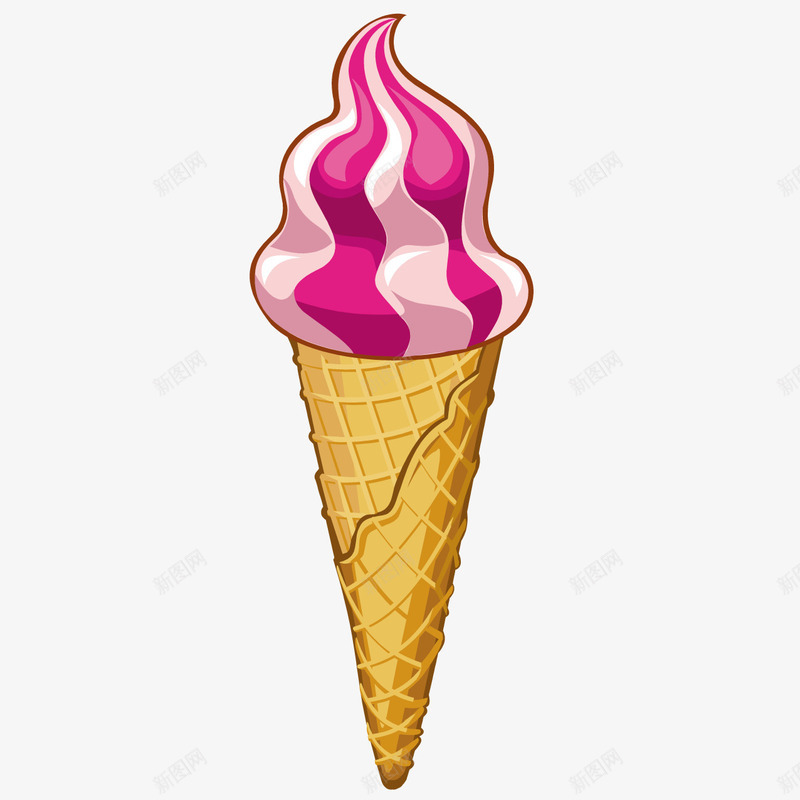 草莓冰激凌矢量图ai免抠素材_88icon https://88icon.com 冰激凌 奶油 草莓 矢量图