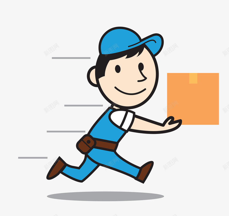 快递送货png免抠素材_88icon https://88icon.com 人物 卡通 插画 蓝色 送快递