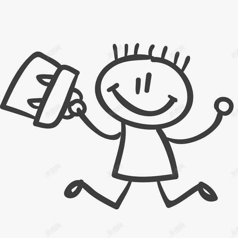 快乐的小孩png免抠素材_88icon https://88icon.com 小孩孩子 微笑高兴 手提包 手绘简笔画 表情动作 表情包 蹦蹦跳跳