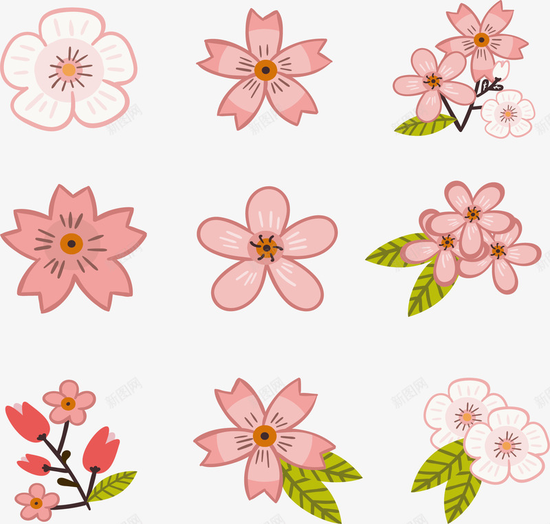 多种多样的樱花矢量图eps免抠素材_88icon https://88icon.com 樱花 樱花节 浪漫樱花 矢量素材 粉红色 矢量图