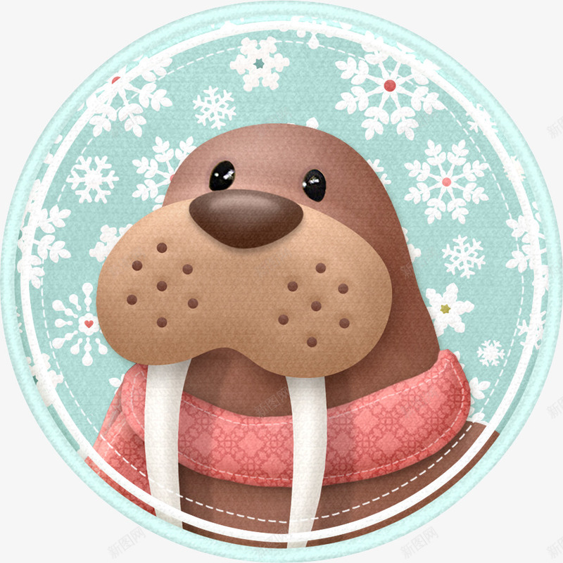 漂亮雪花棕色海狮png免抠素材_88icon https://88icon.com 棕色海狮 海狮 漂亮雪花 蓝色圆 雪花