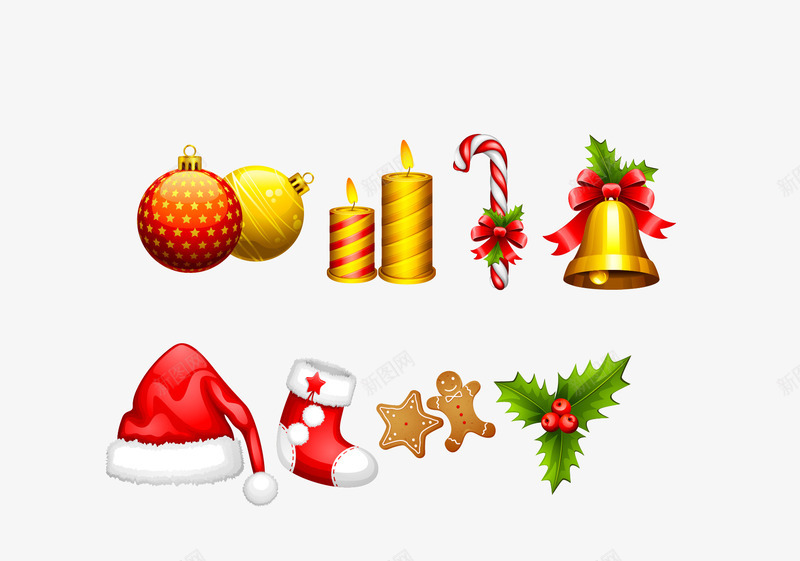 蜡烛png免抠素材_88icon https://88icon.com 圣诞帽 松叶 蜡烛 袜子 铃铛