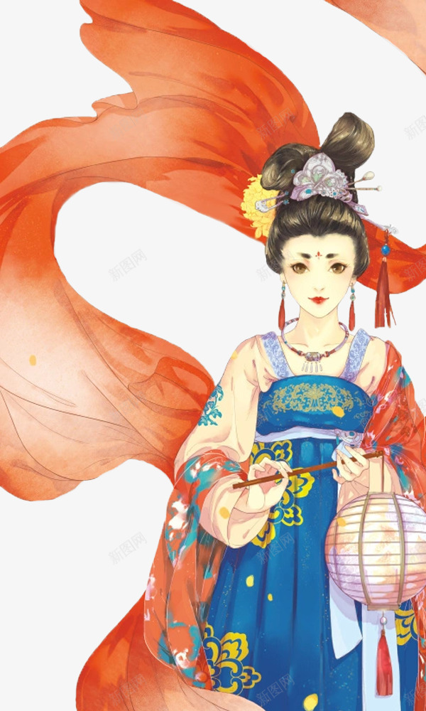 古代红色宫装古风宫廷美女手绘png免抠素材_88icon https://88icon.com 古风 后宫 手绘 红色 美女