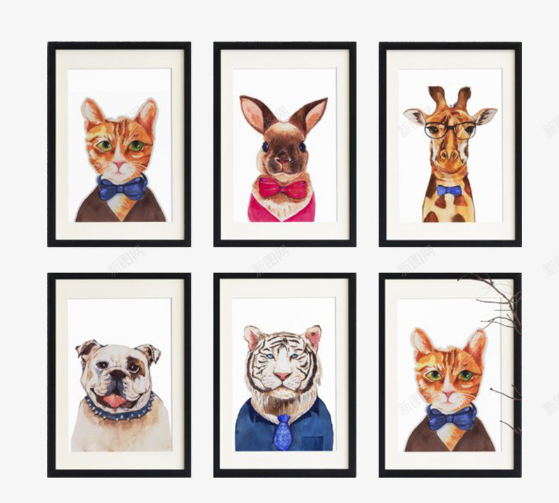 可爱小狗猫咪装饰画png免抠素材_88icon https://88icon.com 产品实物 动物 北欧 文艺 猫咪 现代 穿衣服 装饰画