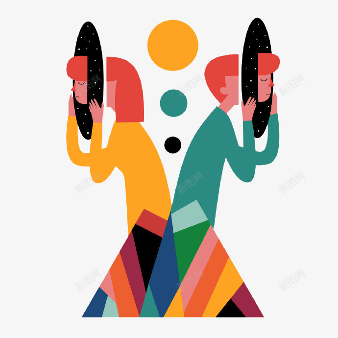 彩色色块人脸png免抠素材_88icon https://88icon.com 人脸 宇宙 扁平化图案 色块