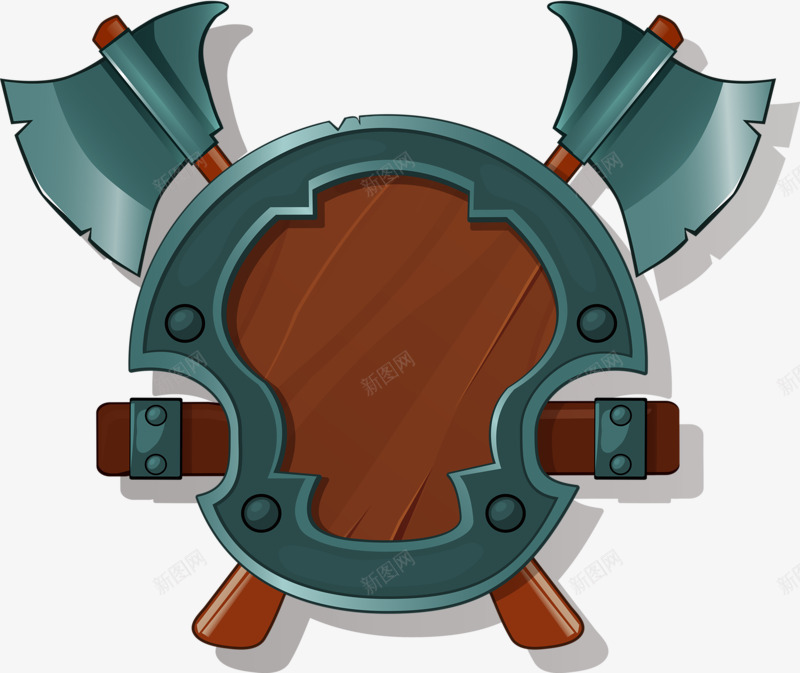 盾牌和斧头png免抠素材_88icon https://88icon.com 卡通 斧头 木头 蓝色