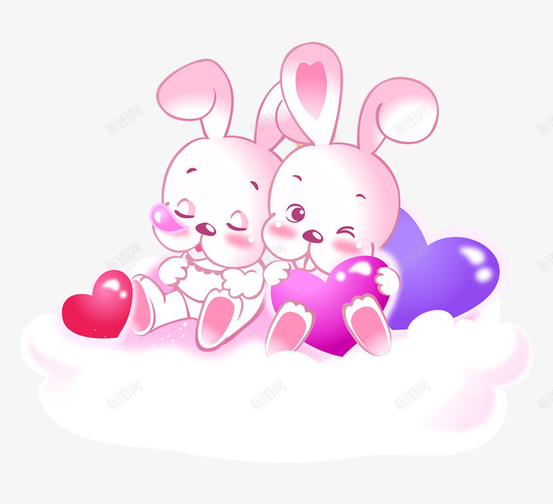 卡通可爱小兔子png免抠素材_88icon https://88icon.com 云朵 卡通 可爱 小兔子 心