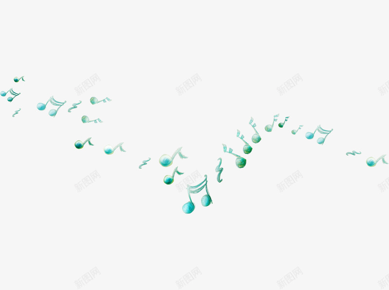 绿色漂浮音符png免抠素材_88icon https://88icon.com 卡通 手绘 漂浮 绿色 音符