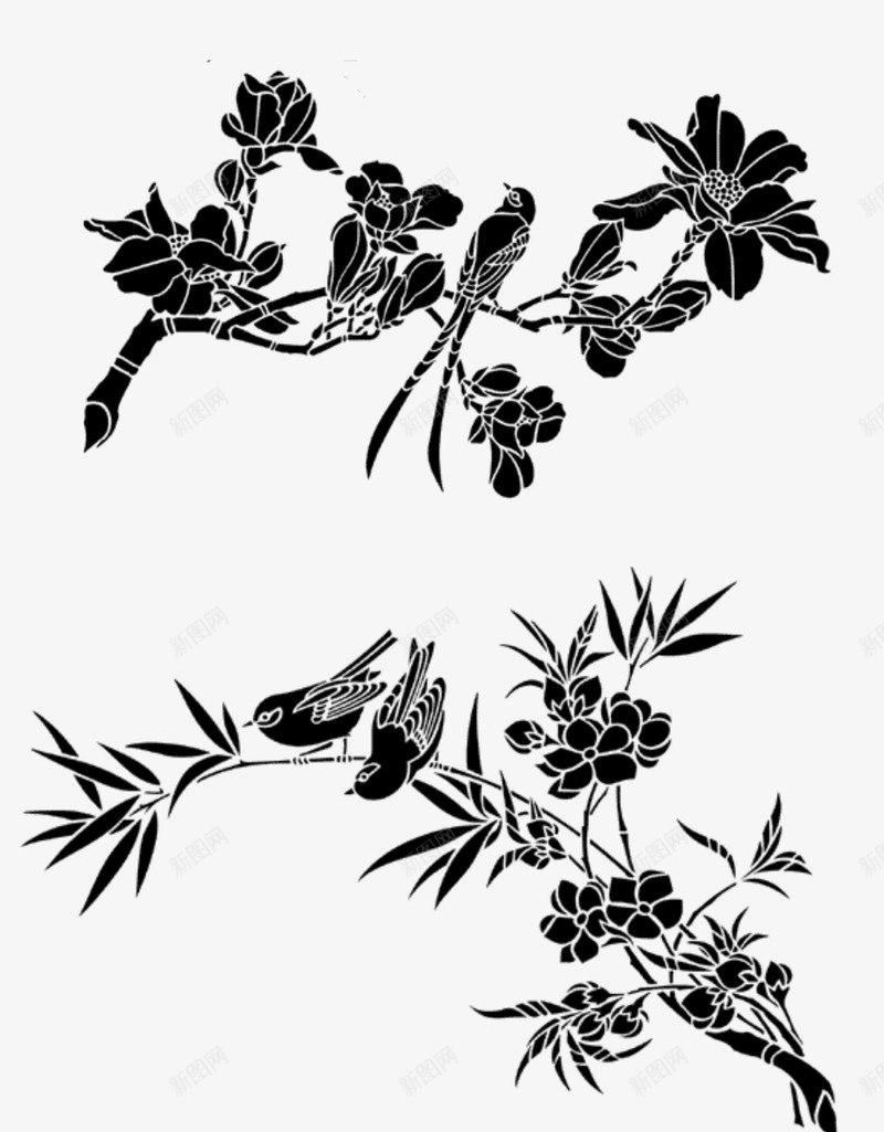 中式花鸟图png免抠素材_88icon https://88icon.com 中式风格 水墨 花 鸟