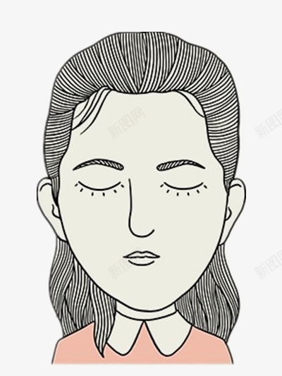 闭眼的长发女人png免抠素材_88icon https://88icon.com 头像 庞克风 文艺 表情