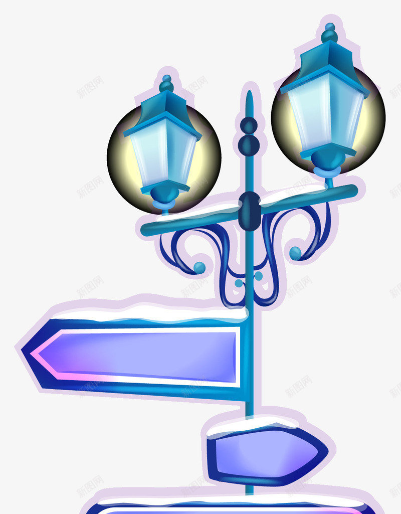 雪中的指示牌矢量图ai免抠素材_88icon https://88icon.com 卡通 指示牌 路标 路灯 矢量图