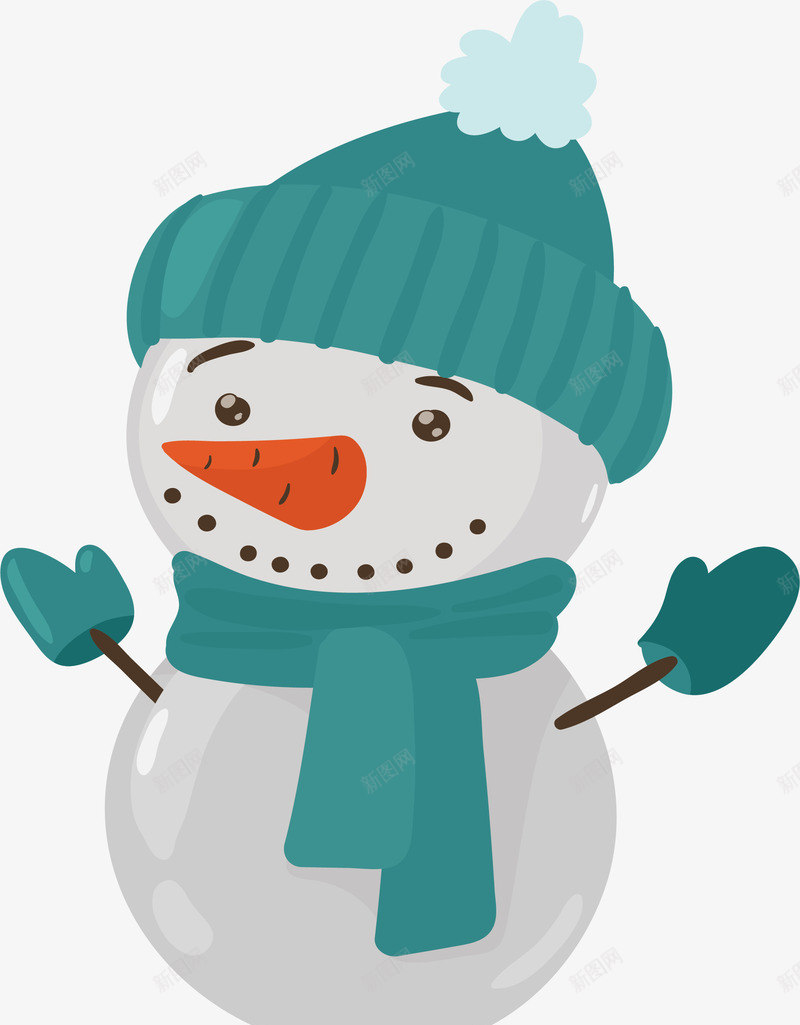 绿色围巾帽子的雪人矢量图ai免抠素材_88icon https://88icon.com 圣诞雪人 暖冬 暖冬雪人 矢量png 绿色围巾 绿色帽子 矢量图