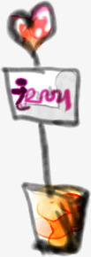 手绘漫画爱心盆栽png免抠素材_88icon https://88icon.com 漫画 爱心 盆栽