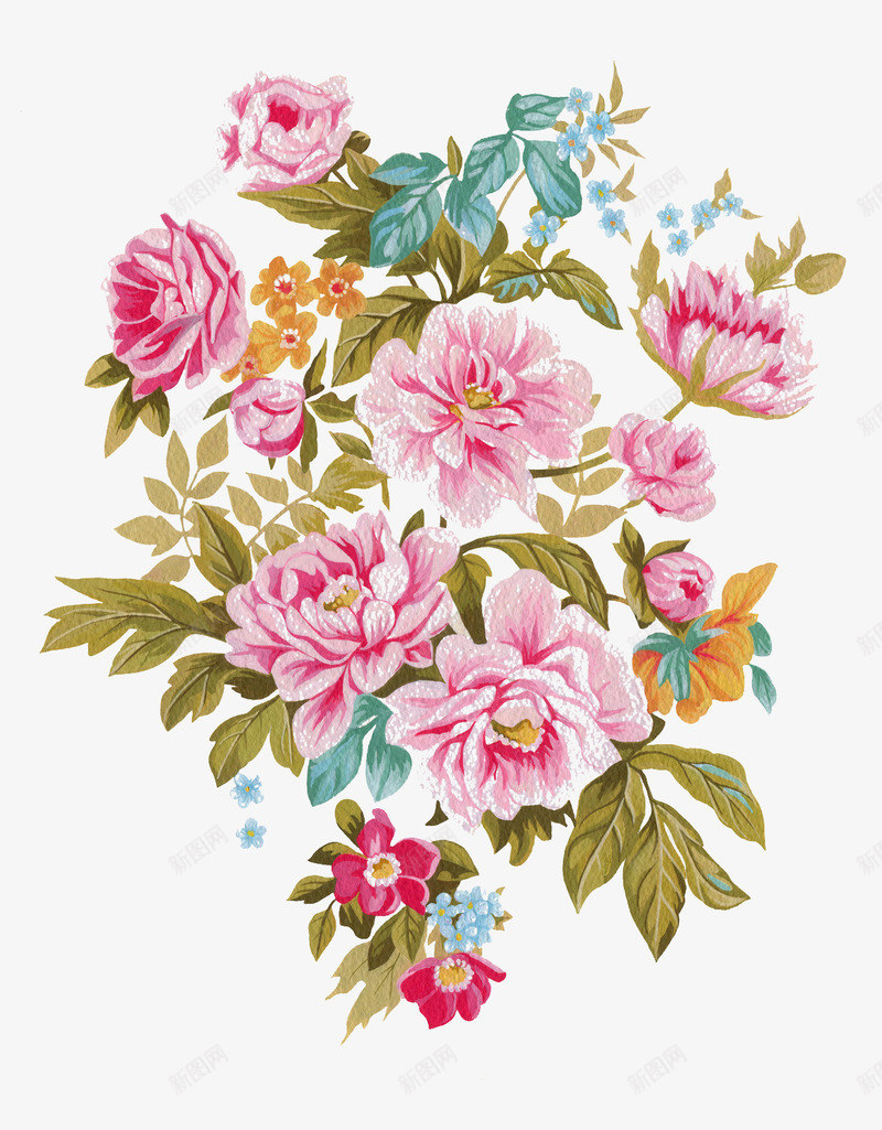 手绘牡丹花装饰图psd免抠素材_88icon https://88icon.com 创意设计 可爱卡片 手绘插画