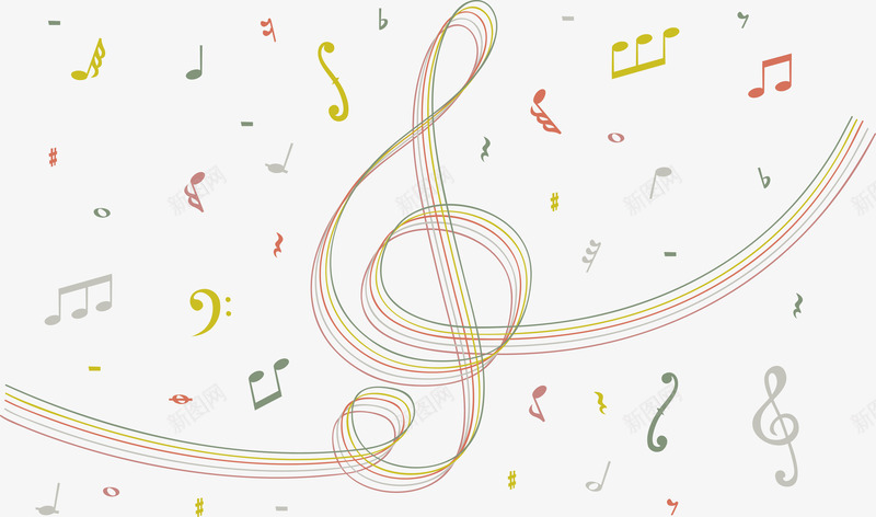 五颜六色音符花纹png免抠素材_88icon https://88icon.com 五线谱 五颜六色 彩色线条 矢量png 线条 音符