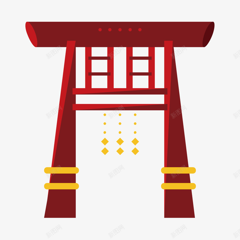 红色扁平化建筑元素矢量图ai免抠素材_88icon https://88icon.com 传统 卡通 吉祥 悬挂 扁平化 插画 红色 金色 矢量图