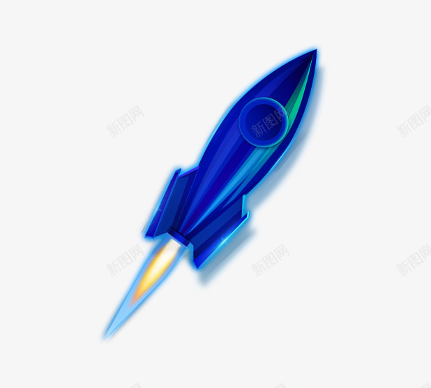 蓝色火箭png免抠素材_88icon https://88icon.com 卡通 水墨 火焰 火箭 科技 科研 蓝色的 飞翔