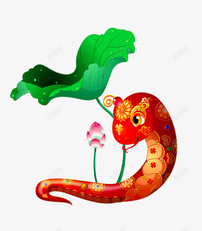 卡通蛇图形png免抠素材_88icon https://88icon.com png图片素材 免费png元素 创意 荷叶 荷花 装饰素材 高清免费png素材