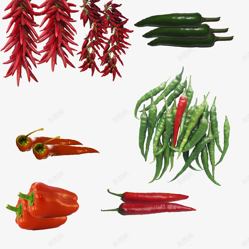 红辣椒串png免抠素材_88icon https://88icon.com 尖椒 植物 火辣 红色 红辣椒串 绿色 美食 辣椒 配料
