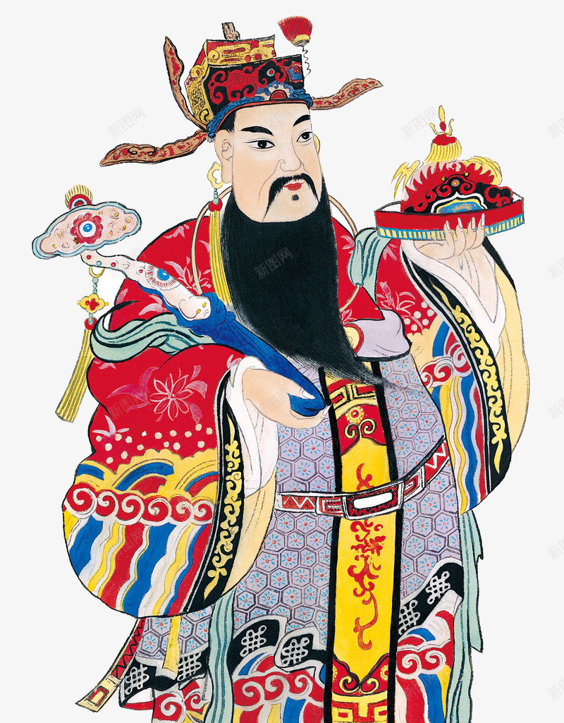 财神png免抠素材_88icon https://88icon.com 保护神 平安神 手拿玉如意 托着帽子