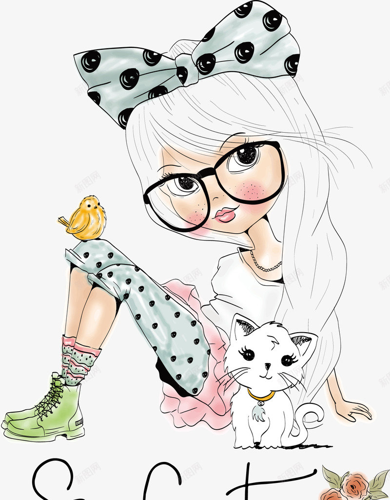 韩版女孩图案png免抠素材_88icon https://88icon.com 卡片素材 笔记本图案 装饰