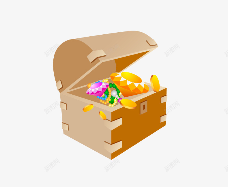 卡通珠宝箱子png免抠素材_88icon https://88icon.com 卡通 卡通矢量 珠宝 珠宝箱子 矢量卡通 箱子