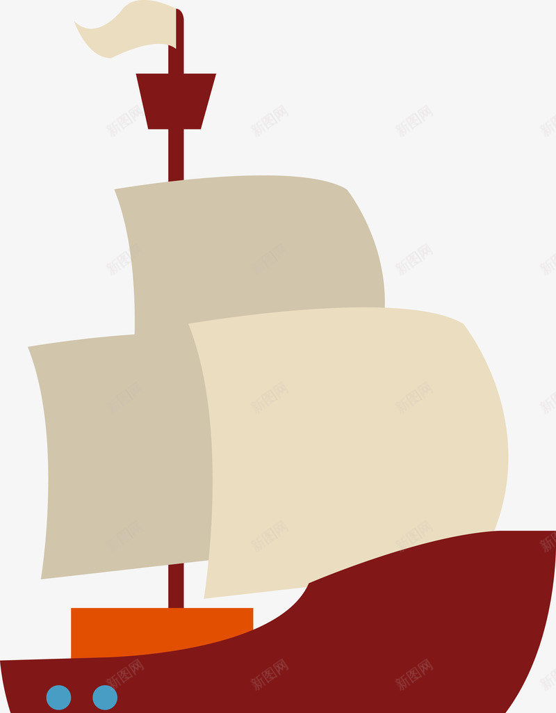 卡通帆船png免抠素材_88icon https://88icon.com 卡通货船 帆船 海运 海运物流 矢量货船 船 船只 货船 运输