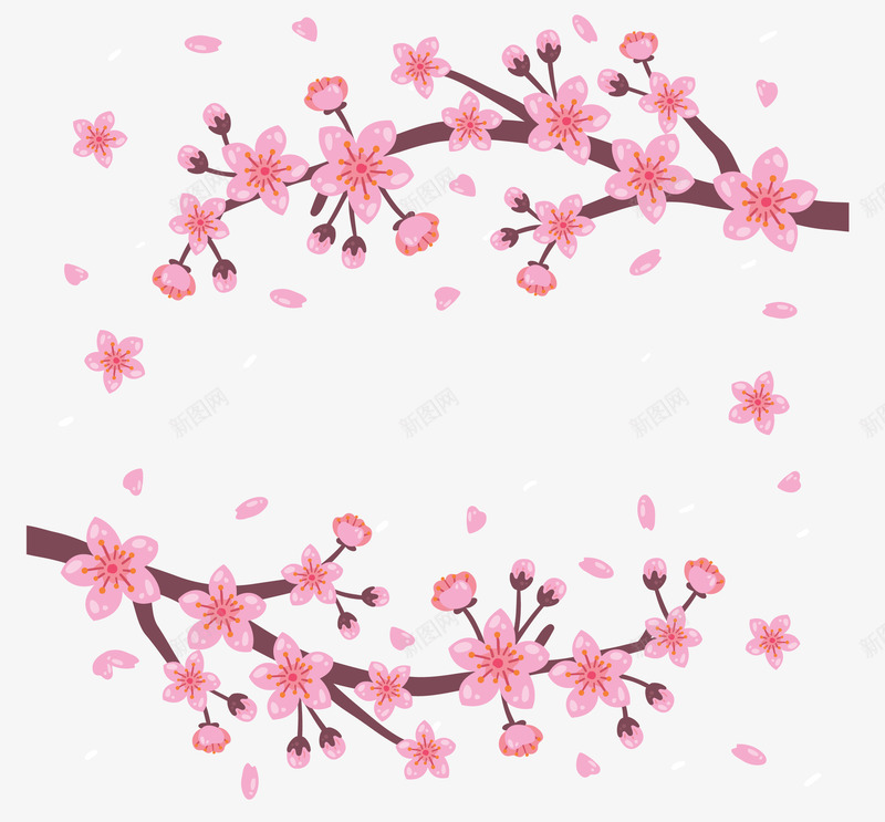 卡通手绘花卉花朵装饰矢量图ai免抠素材_88icon https://88icon.com 桃花 桃花樱花 桃花盛开 梅花 粉红色桃花 腊梅 花卉花朵 矢量图