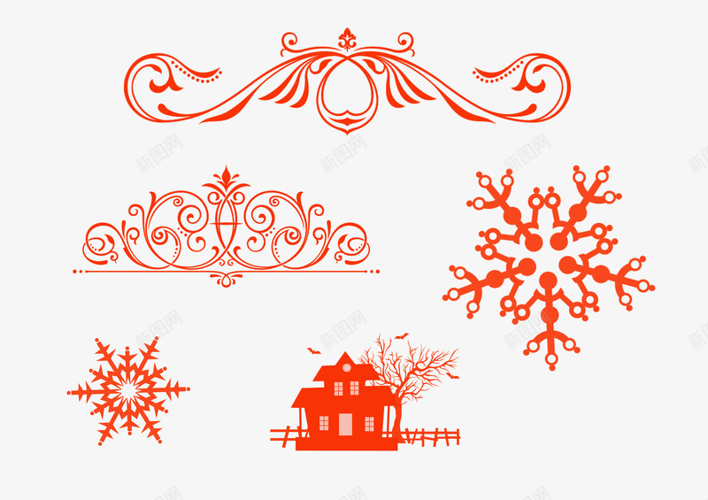 ps笔刷图案分层png免抠素材_88icon https://88icon.com ps笔刷 图案分层素材 花纹 雪花 鬼屋