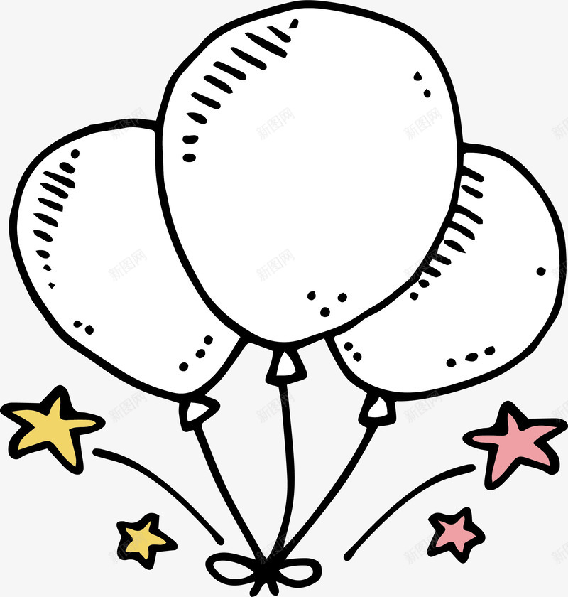 手绘白色气球束矢量图eps免抠素材_88icon https://88icon.com 手绘气球 气球 气球束 狂欢派对 白色气球 矢量png 矢量图
