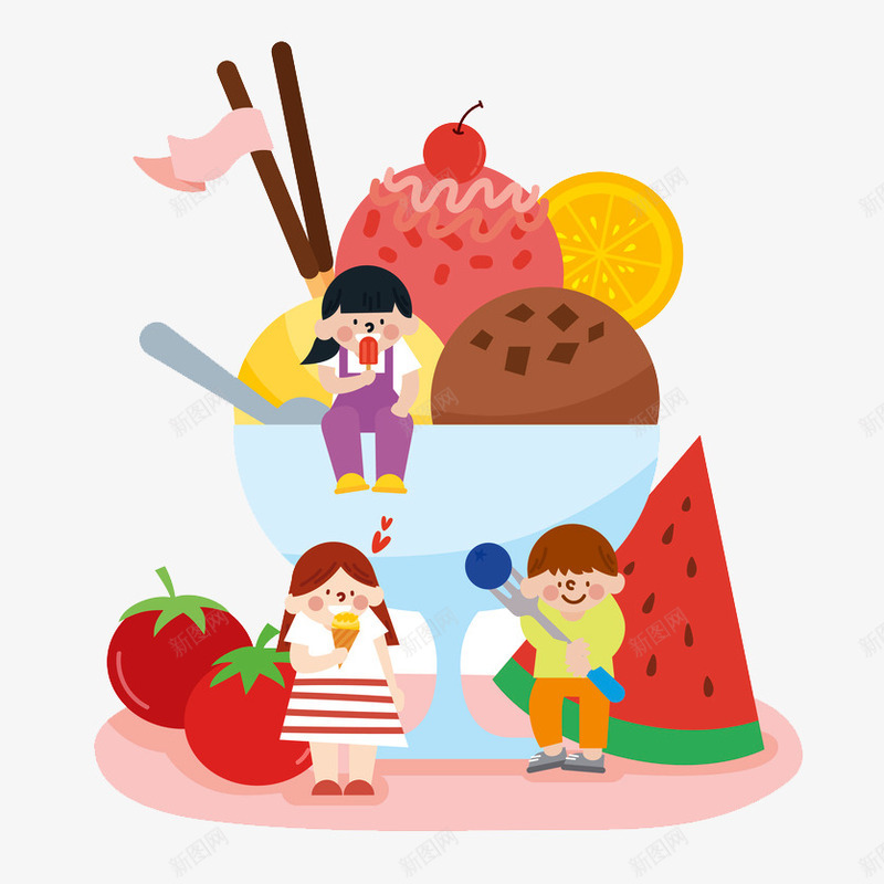 彩色圆弧雪糕食物元素png免抠素材_88icon https://88icon.com 卡通插画 吃的 圆弧 彩色 美食 西瓜 雪糕 食物