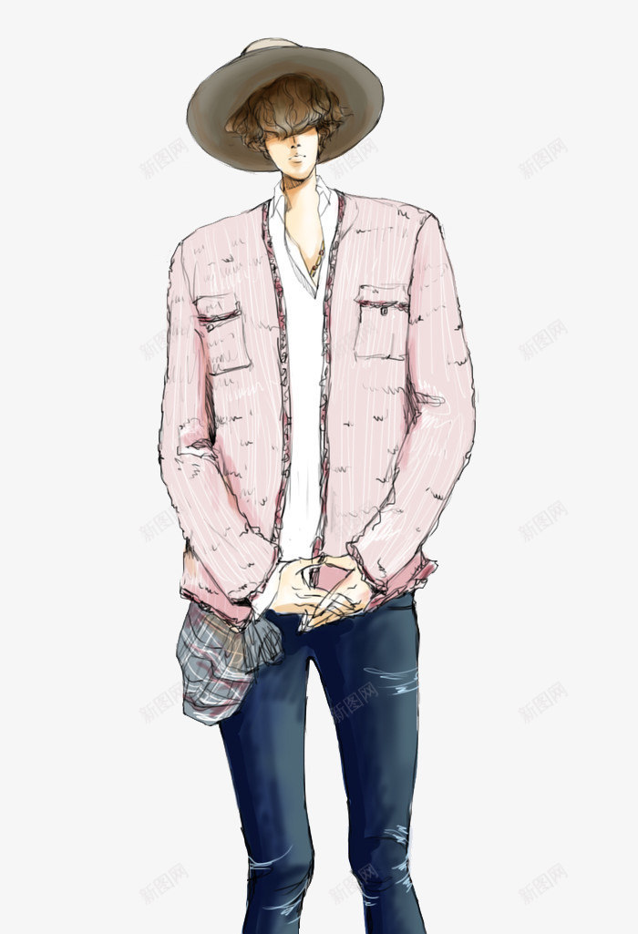 休闲帅气男式时装插画稿png免抠素材_88icon https://88icon.com 休闲男装设计 帅气男孩插画 男装插画