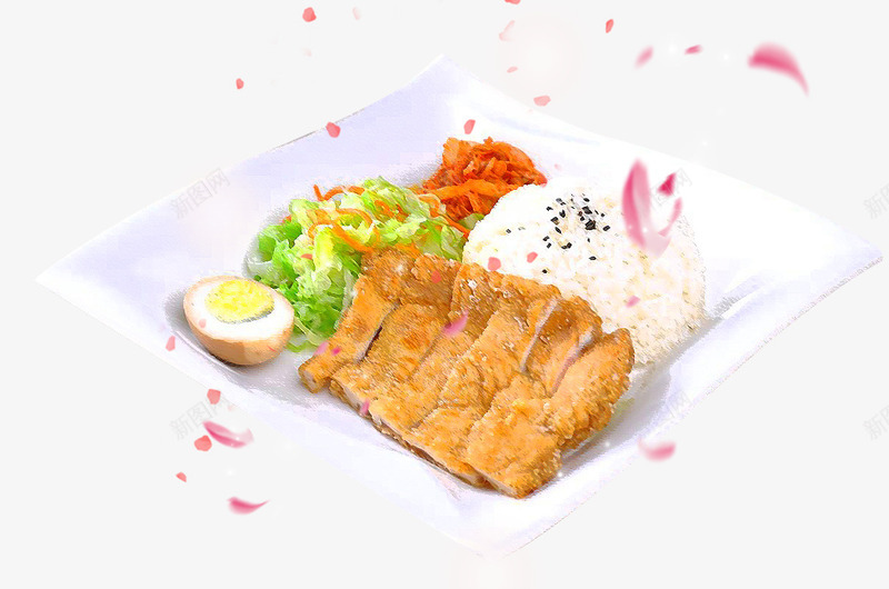 樱花鸡扒饭png免抠素材_88icon https://88icon.com 产品实物 卤蛋 卤蛋饭 吃的 樱花 芝麻白饭 蔬菜 食物 鸡扒饭
