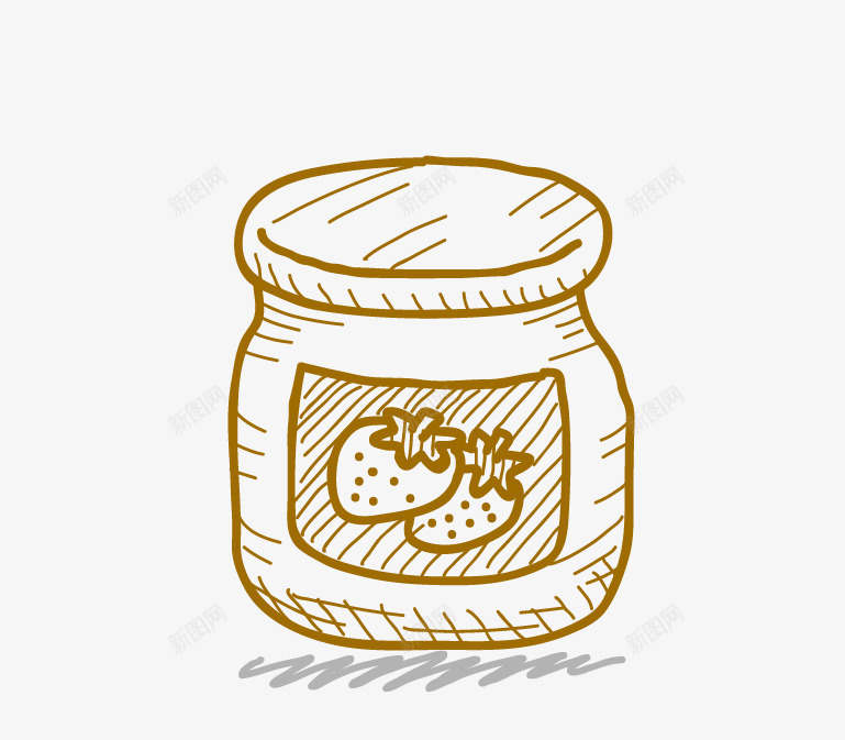 草莓果酱png免抠素材_88icon https://88icon.com 矢量瓶子 线稿瓶子 草莓果酱 草莓果酱瓶子
