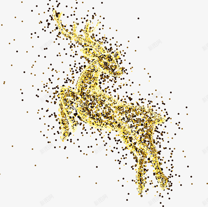 金色闪耀麋鹿png免抠素材_88icon https://88icon.com 圣诞节 夜空 星空 繁星点点 节日麋鹿 金色麋鹿 闪耀图案