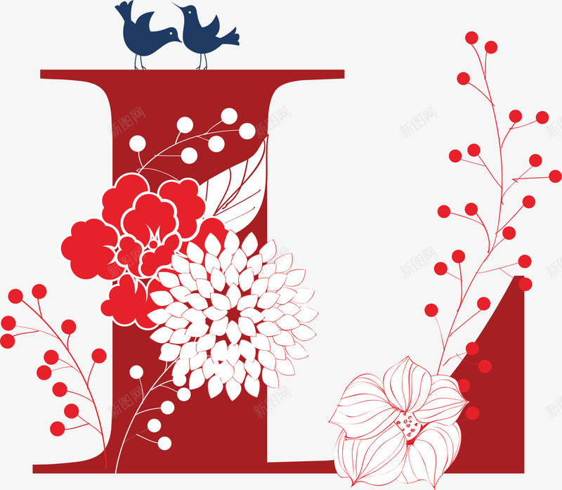 牡丹花字母矢量图ai免抠素材_88icon https://88icon.com 牡丹纹 牡丹花 白牡丹 矢量图 花朵 英文 装饰