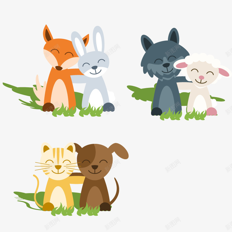 狐狸和兔子矢量图ai免抠素材_88icon https://88icon.com 头狼 好朋友 狼与小羊 猫和狗 矢量图 童话